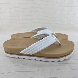 Reef Womens Kaia Rise White Tan Platform Flip Flop Sandals Shoes Size 10